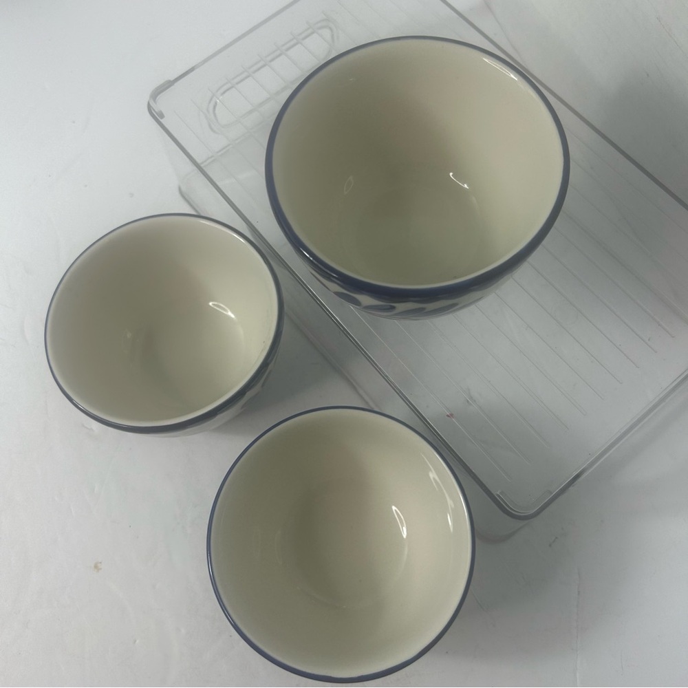 Pottery Barn Anfora Puebla Ceramic Condiment Bowls Set Hokes 8 Oz Made in Mexico - Picture 6 of 6